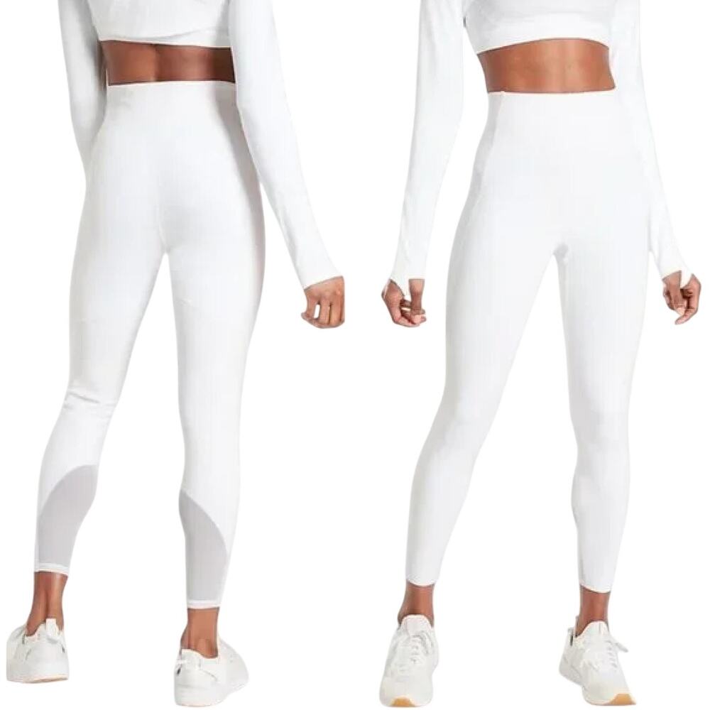 Athleta Stay Fly Reflective Snake 7/8 Tight White, Size Medium